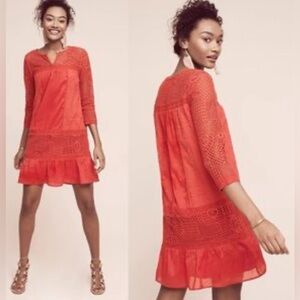 anthropologie Hiche Crochet sheath Boho Festival Dress size S